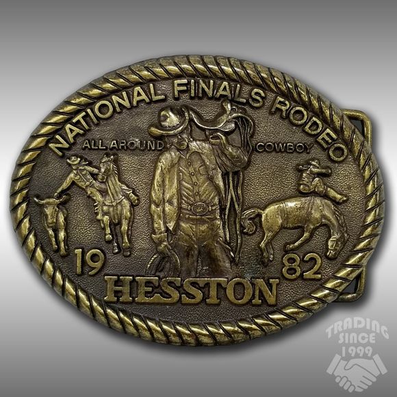 Other - Vintage Belt Buckle 1982 National Finals Rodeo HESSTON Cowboy Western USA Made